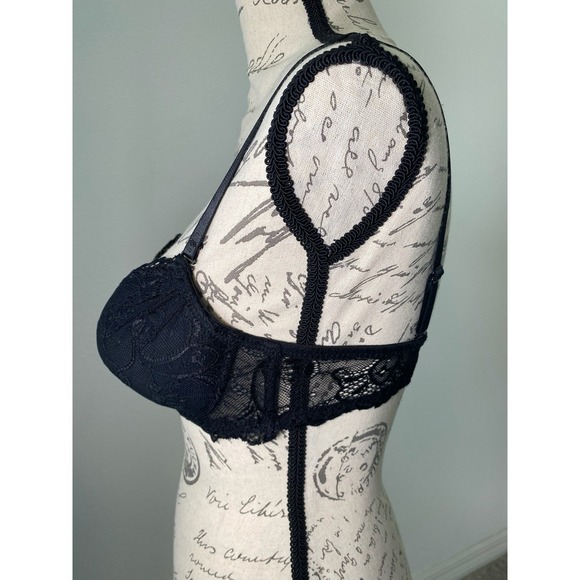 Women's Rene Rofe Push Up Black Lace Underwire Bra #B21865H3 34C New No Tags - Picture 2 of 11